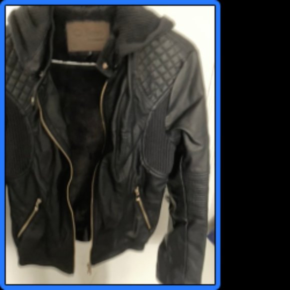 Navy Blue Leather Jacket - Picture 1 of 4